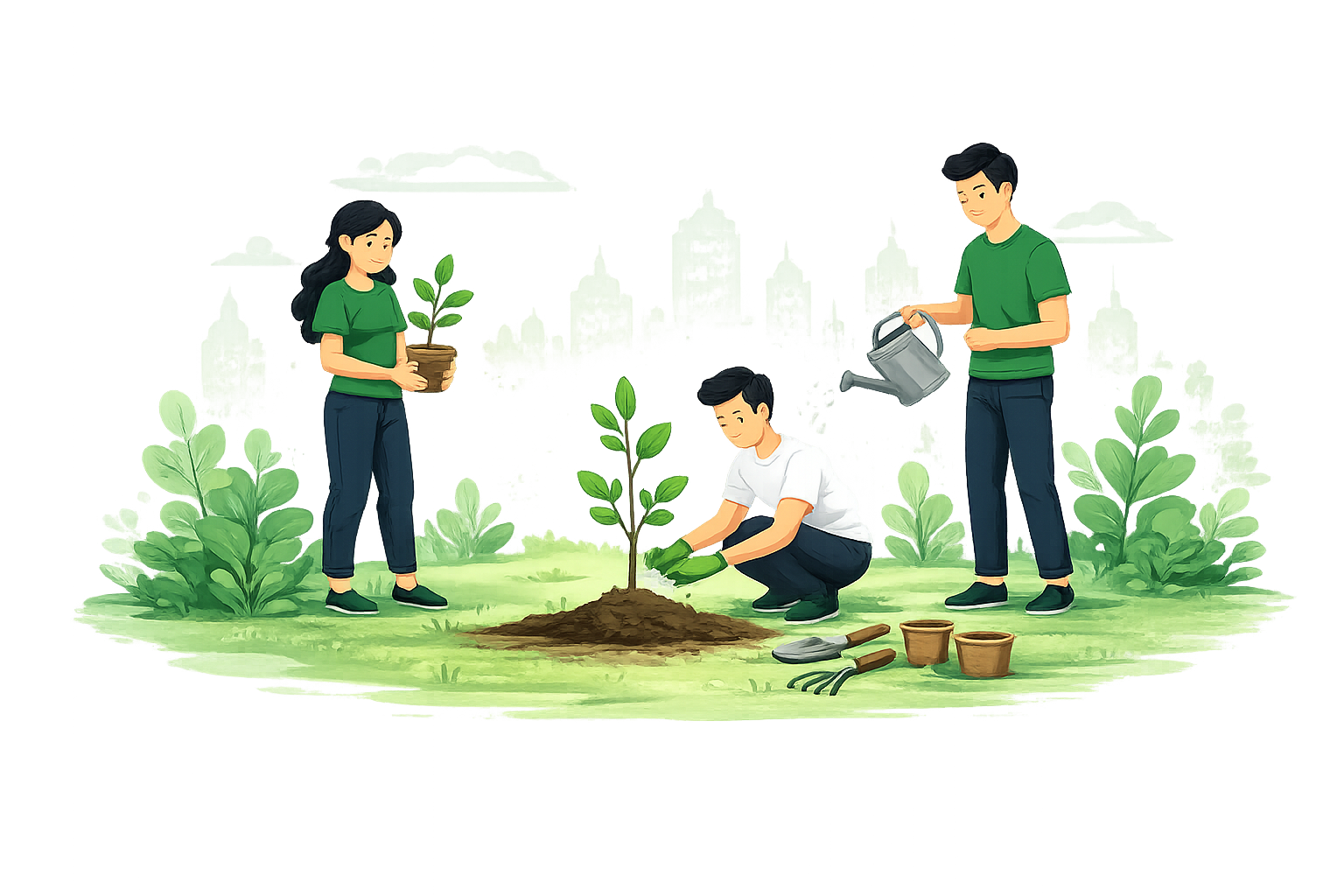Illustration of community team work